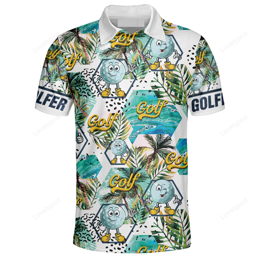 Men’s hawaiian style golf polo shirt, moisture-wicking short-sleeve shirt for men, skew collar shirt gift GY1315