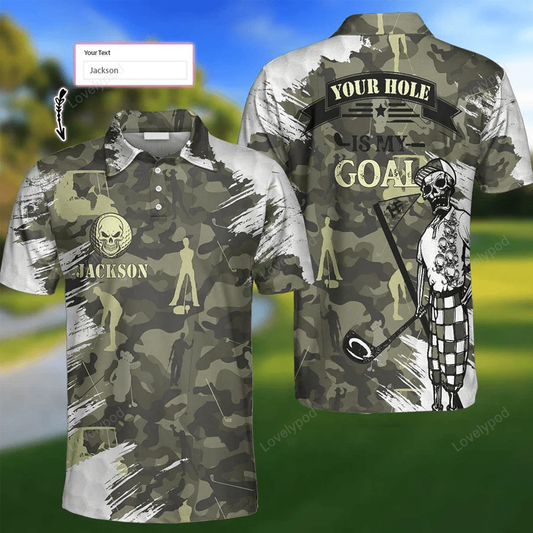 Your hole is my goal skull golfer custom polo shirt, personalized golf shirt for men GY1283