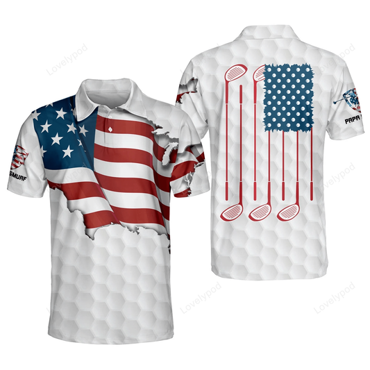 Proud golf american flag golf polo shirt, personalized golf polo shirts for men, men's golf shirts short sleeve dry fit GY1282