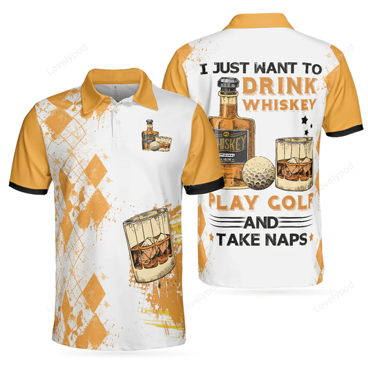 Golf whisky and take naps short sleeve polo shirt, argyle pattern wine polo shirt, best golf shirt for men GY1289