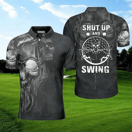 Scary skull golf shirt design for men, best halloween golf gift for golfers 3d all over print polo shirt size s-5xl GY1312