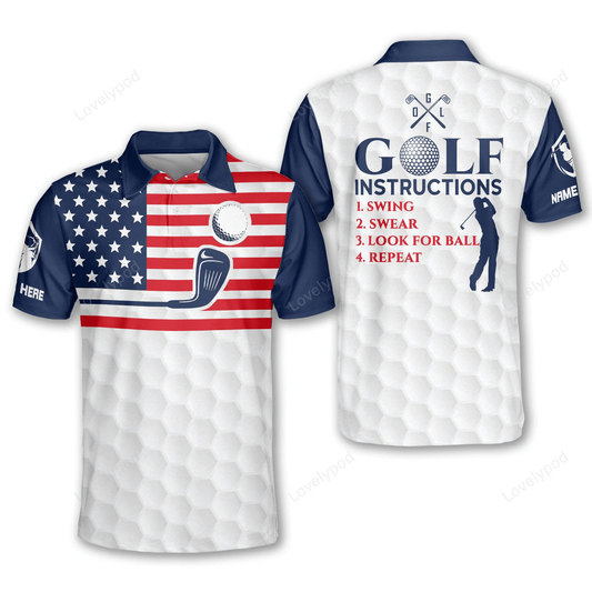 Golf instructions swing swear look for ball repeat golf polo shirt, men's golf shirts short sleeve size s-5xl GY1304