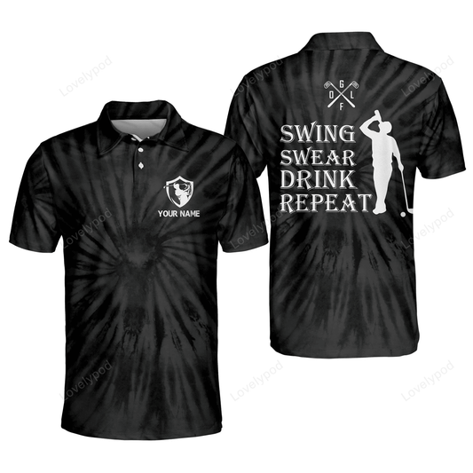 Swing swear drink repeat golf polo shirts for men, men's golf shirts short sleeve dry fit GY1327