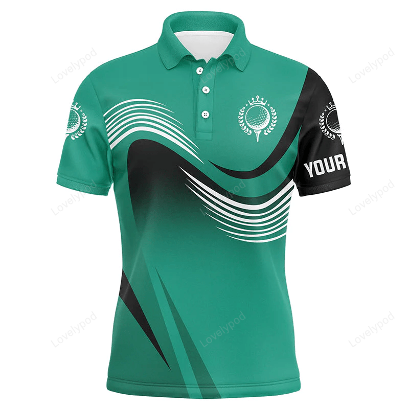 Mens golf polo shirts, custom name mens green golf tournament polo shirts, team golfer apparel GY1331