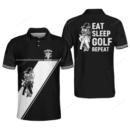 Men's eat sleep golf repeat golf skeleton polo shirt GY1342