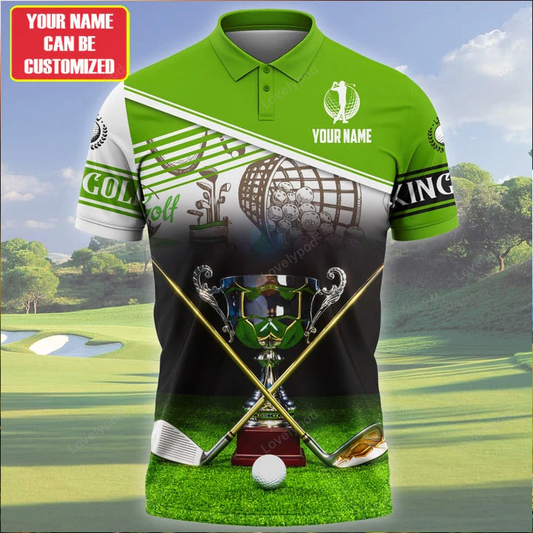 Custom name golf polo shirts, personalized name king golf all over printed unisex shirt GY1344