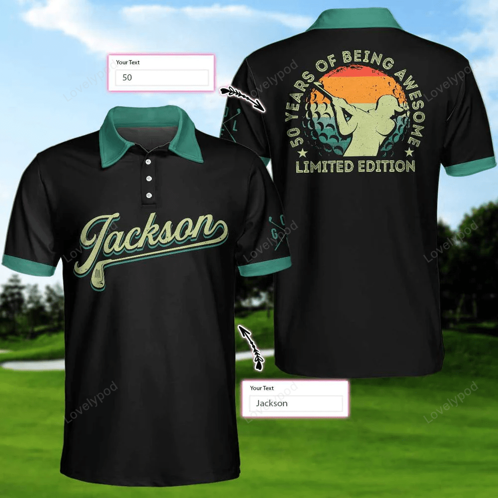 Personalized awesome golfer golf short sleeve custom polo shirt, vintage golf shirt for men GY1352