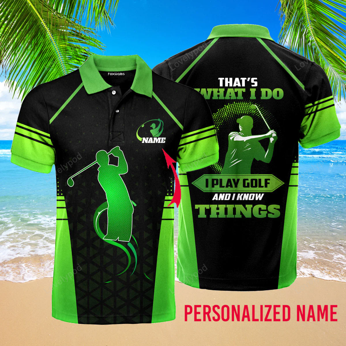 Persionalized name that's what i do i play golf and i know things custom text polo shirt for men & women GY1351