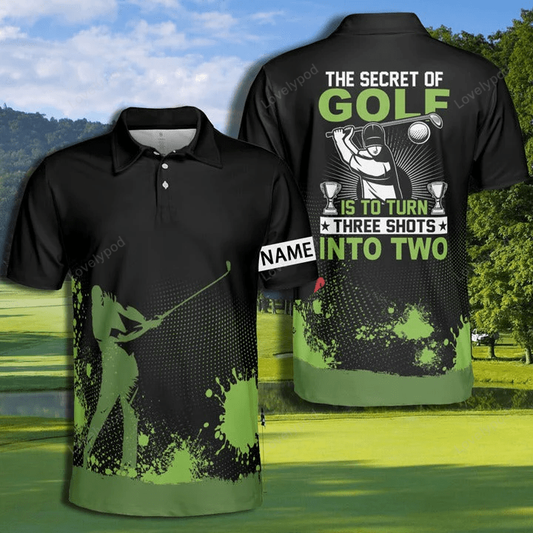 The secret of golf is to turn three shots into two watercolor polo shirt custom man golf shirt GY1402