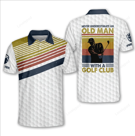 Old man with a golf club polo shirt for men, golf team shirt, gift for golf player GY1488