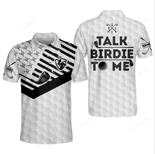 Talk birdie to me golf polo shirt, men's golf gift, dad t-shirts gifts, golf ball tees GY1594