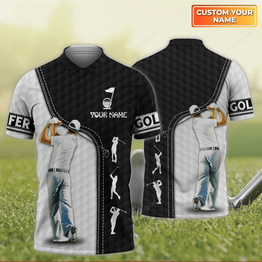 Lovelypod personalized name 3d golf polo shirt for men, gift for golf lover, team GY1555