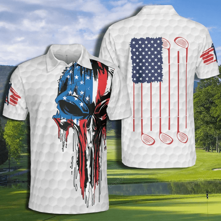 Golf american skull flag polo shirt for men GY1619