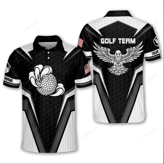 American flag golf polo shirt, men's golf gift, golf club shirt, gifts for golfers GY1378