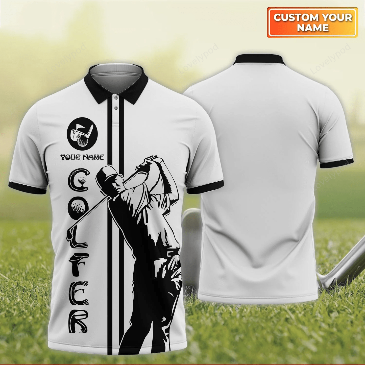 Personalized name 3d golf polo shirt for men, gift for golf lover, team GY1663