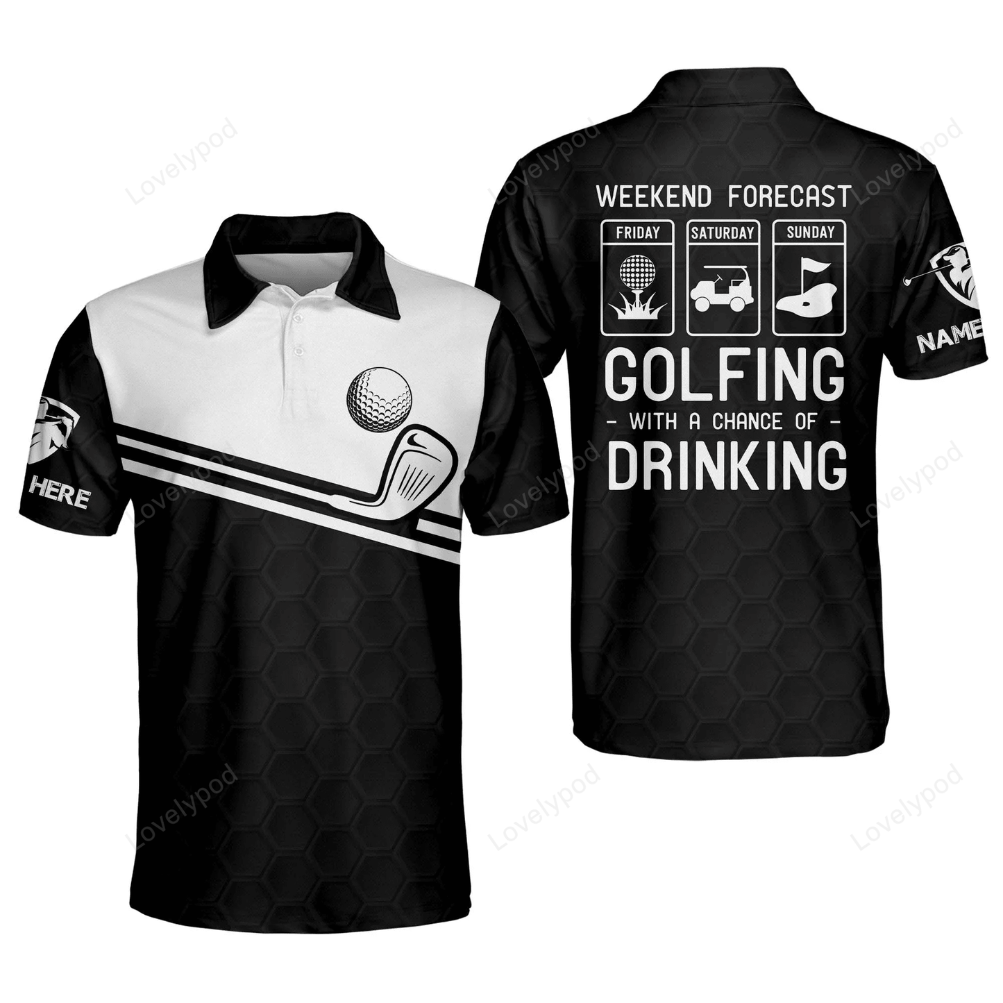 Weekend forecast golfing with a chance of drinking golf polo shirt, custom name men's golf shirts short sleeve size s-5xl GY1385