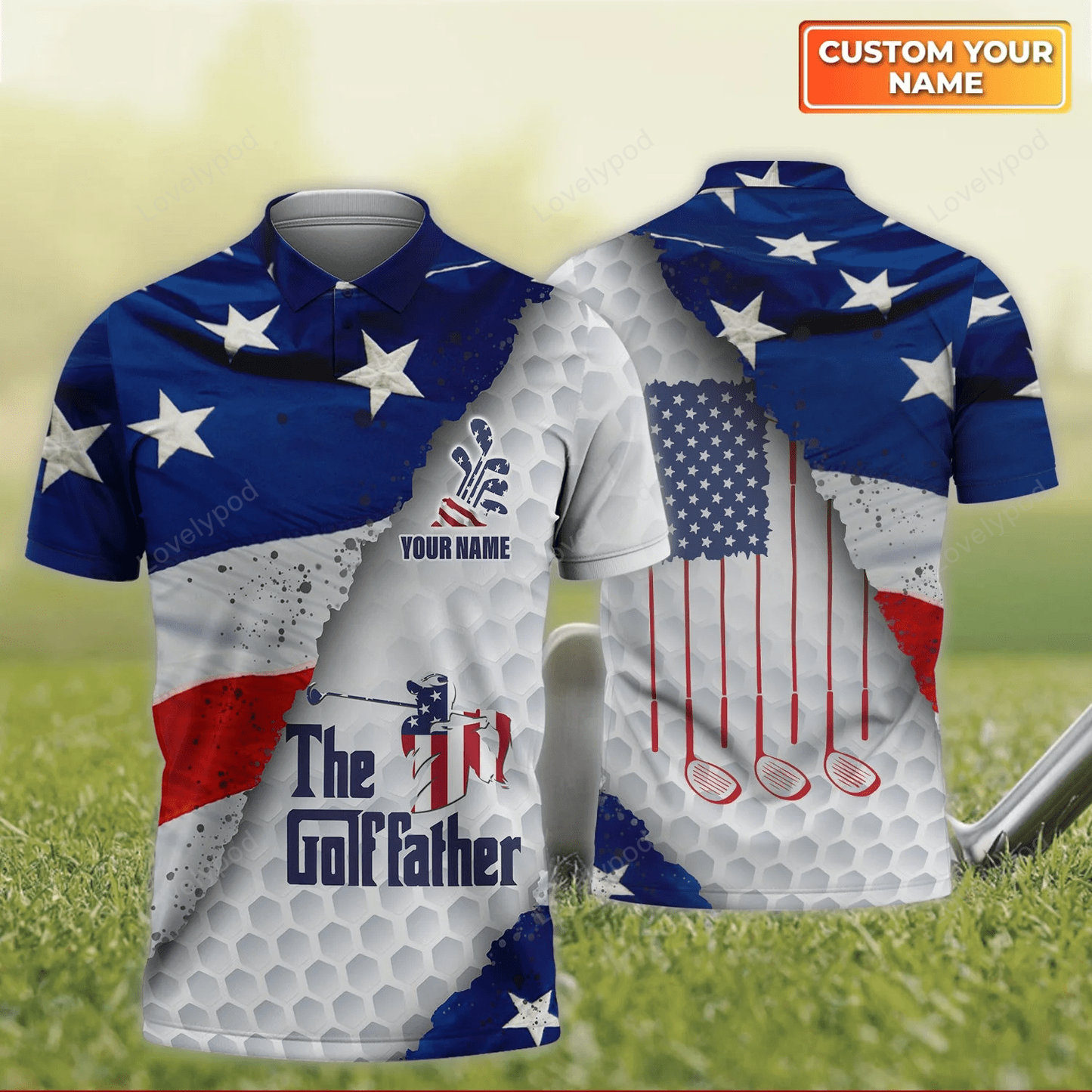 The golf father personalized name 3d polo shirt for men, gift for golf lover, team GY1375