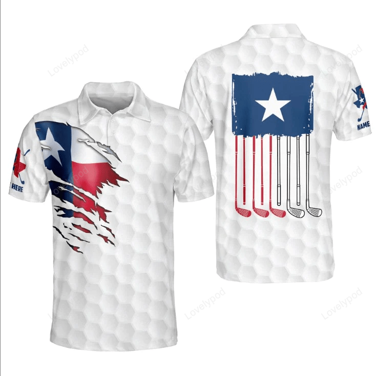 Texas flag golf polo shirt, men's golf gift, golf gift shirt, gifts for golfers GY1426