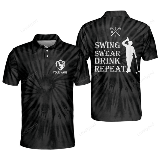 Swing swear drink reapat golf polo shirt, personalized name polo shirt for men, golf player shirt GY1430