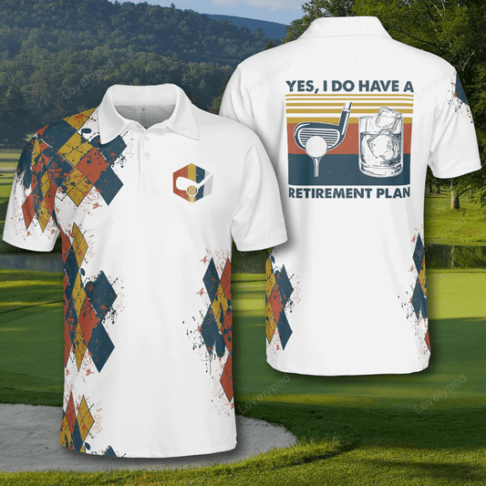 Golf retro yes i do i have a retirement plan polo shirt for men GY1432