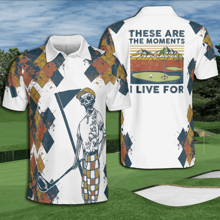 Golf argyle these are the moments i live for polo shirt for men GY1439