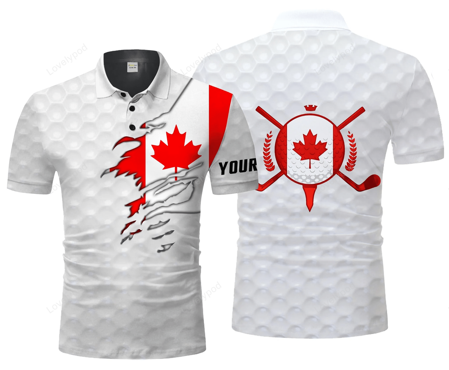 Golf custom name men polo shirt - canadian flag patriotic golf clubs golf ball apparel - personalized gift for golf lover, team, golfer GY1448