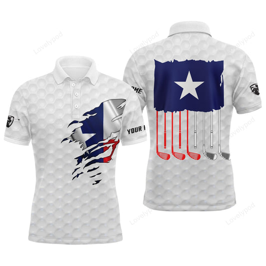 Golf custom name men polo shirt - patriotic texas flag golfer clubs apparel - personalized best gift for golf lover GY1428