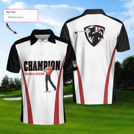 Personalized red and white american flag custom polo shirt, champion golfer polo shirt, best golf shirt for men GY1443