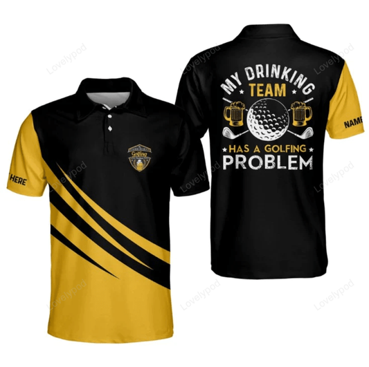 My drinking team has a golfing problem polo shirt, men's golf gift, dad t-shirts gifts, golf ball tees GY1455