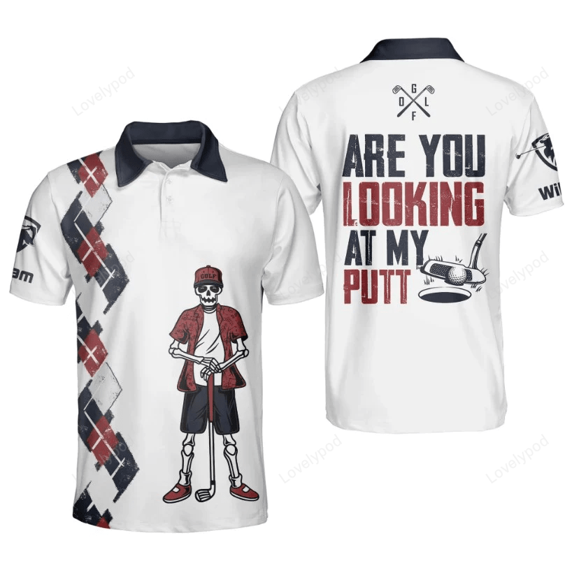 Personalized funny golf shirts for men, skull are you looking at my putt men's golf shirts short sleeve polo GY1479