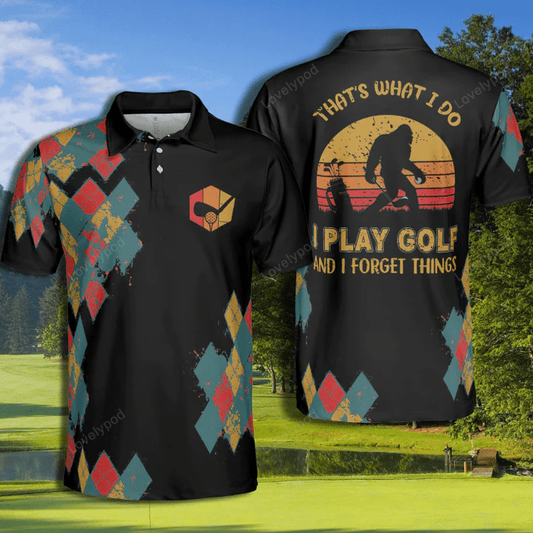 Golf bigfoot forget the thing argyle pattern polo shirt for men GY1542