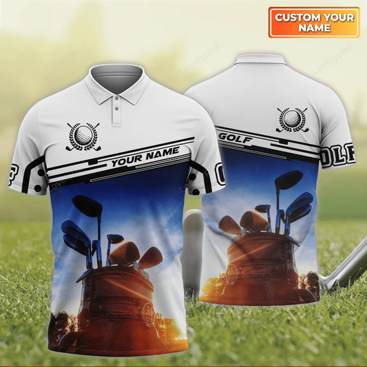 Golf personalized name 3d polo shirt for men, gift for golf lover, team GY1546