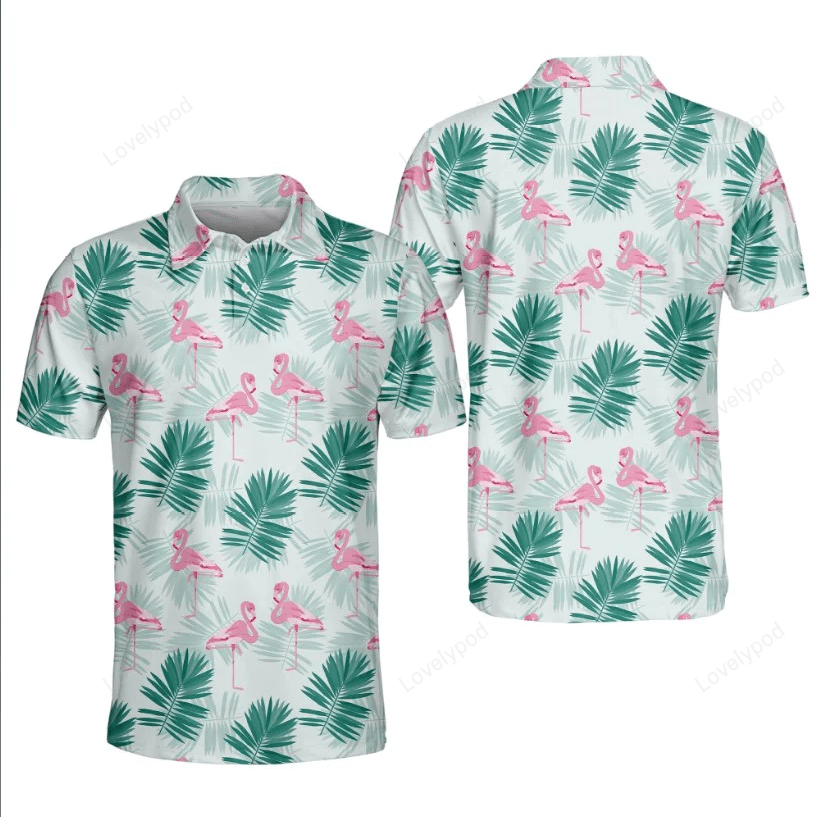 Floral golf polo, tropical golf shirts men, mens flamingo tropical shirts short sleeve floral shirts GY1578