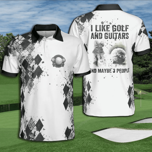 Golf watercolor i like golf and guitar and maybe 3 people polo shirt for men GY1562