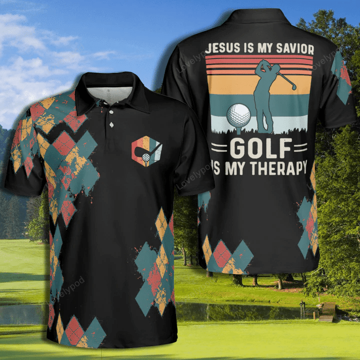 Golf therapy jesus my savior polo shirt for men GY1567