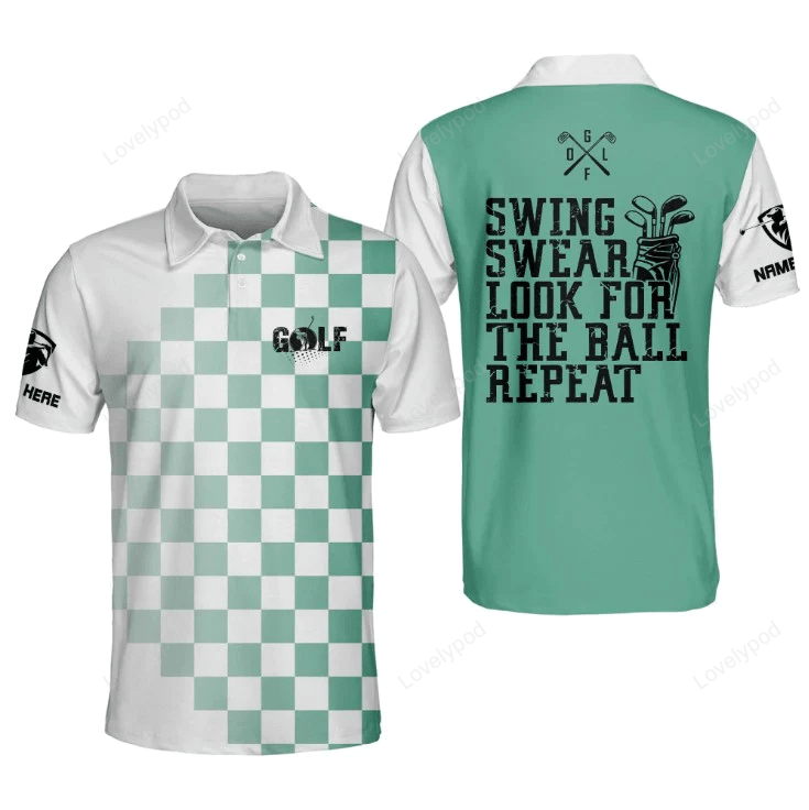 Swing swear look for the ball repeat golf polo shirt, golf shirt for men, golf player gift GY1602