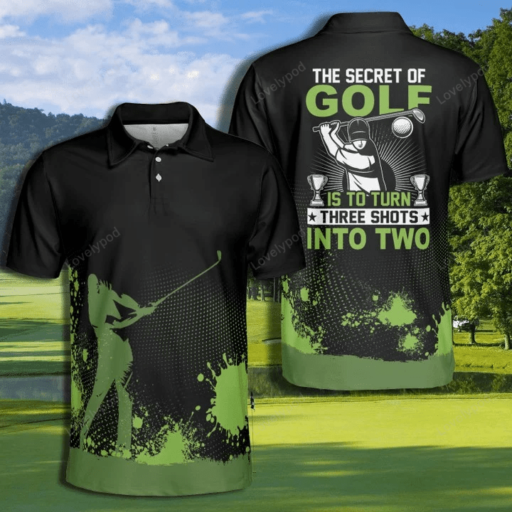 The secret of golf is to turn three shots into two watercolor polo shirt for men GY1616