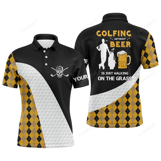 Golf men polo shirt - argyle pattern custom name apparel - personalized gift for golf lover, team GY1637