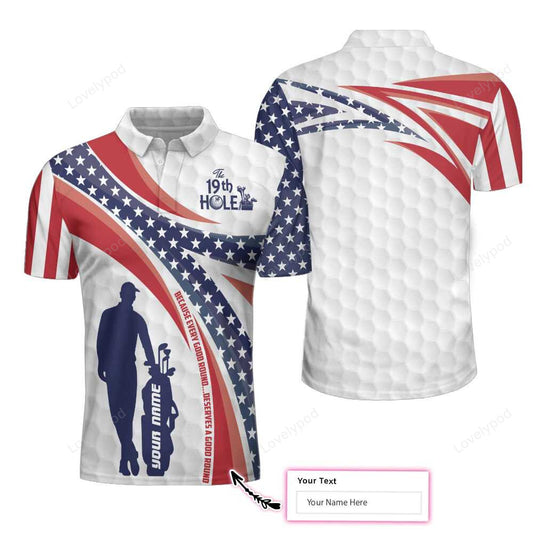 The nineteenth hole, personalized american flag golfer polo shirt, best golf shirt for men GY1622