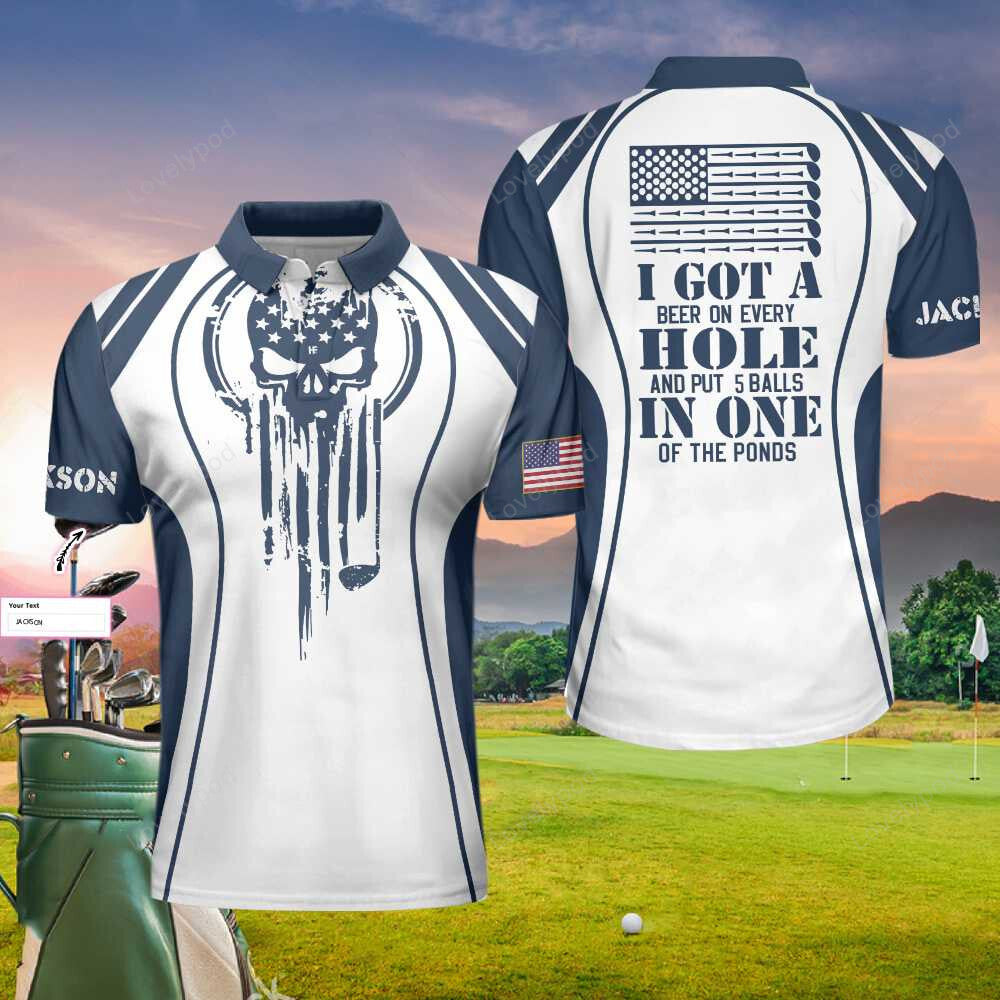 I got a hole in one golf custom polo shirt, personalized skull golf shirt for men GY1632