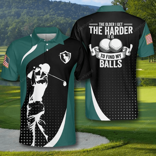 Golf green curve the older i get the harder polo shirt for men GY1648