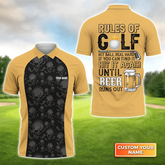 3d all over printed golf polo shirt for men, rules of golf, golf club shirt GY1662