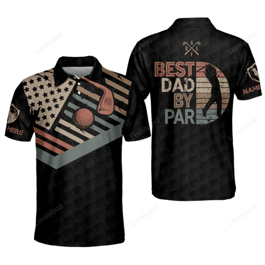 Best dad by par retro golf polo shirt, men's golf gift, dad t-shirts gifts, gifts for golfers GY1683