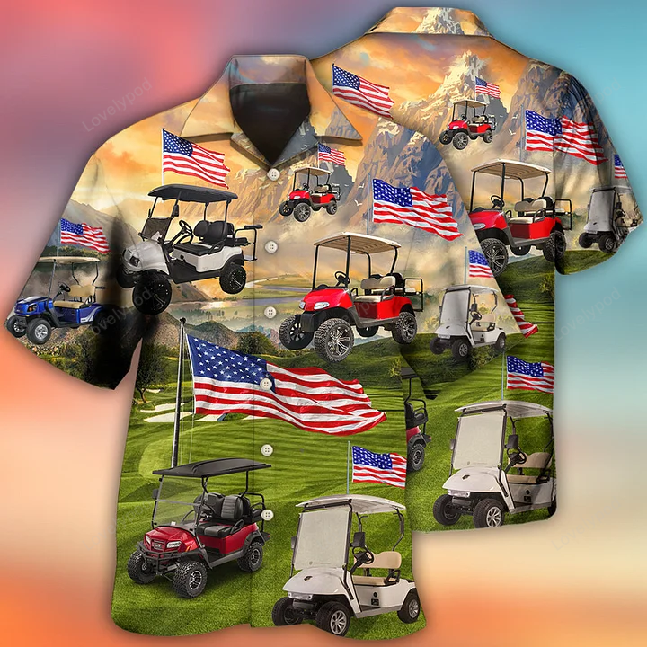 Golf aloha hawaiian shirts for summer, golf club car usa flag independence day hawaiian shirts for men women GY1697