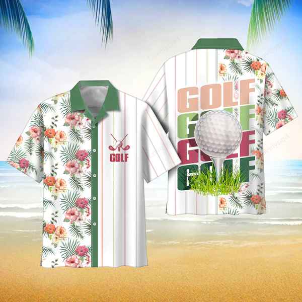 Golf hibiscus pattern hawaii shirt button down short sleeves hawaiian full print shirt GY1698