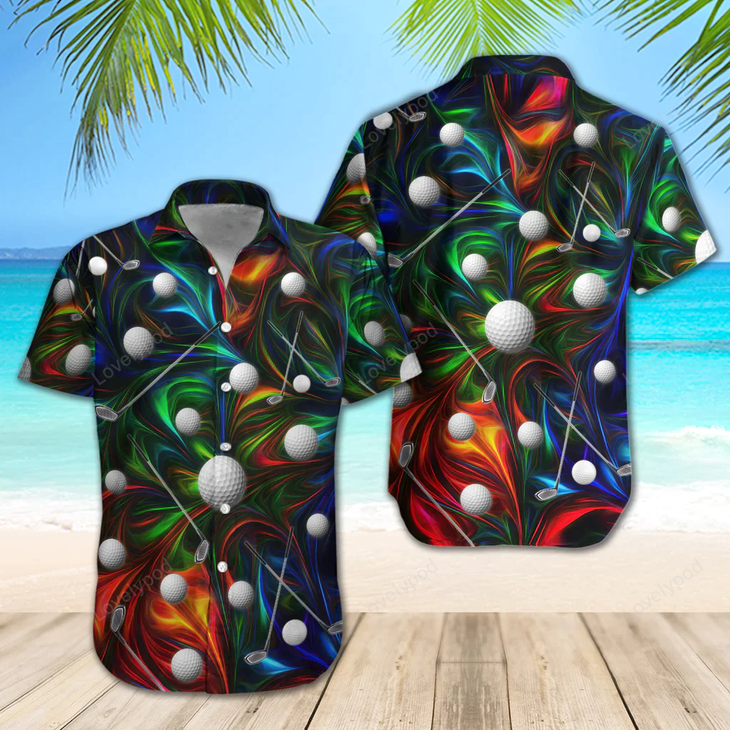 Golf colorful shirt regular fit short sleeve slim fit casual full print hawaiian shirt GY1705