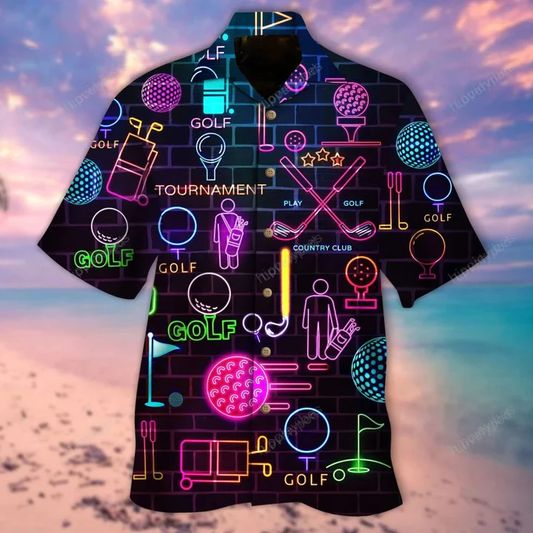 Golf equipment neon in black hawaiian shirt GY1708