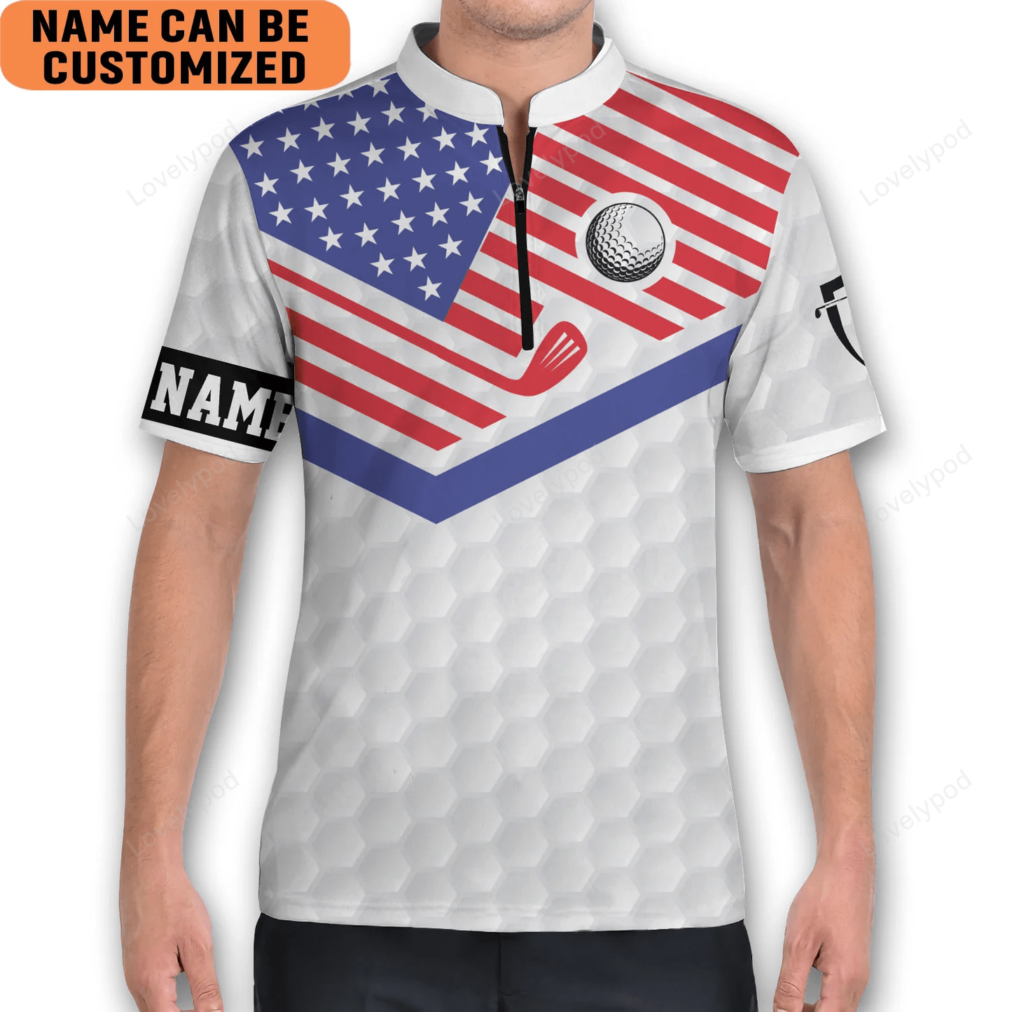 American golfer dad flag and golf back nines matter golfing mandarin zipper jersey, golf polo shirt for men GY1717