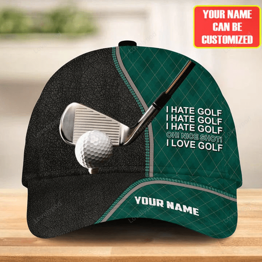 Personalized name love golf funny classic cap, golf hat for men, gift for golf player CY0003