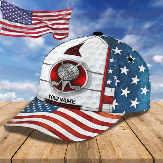4th of july personalized golf cap for men 3d all over printed for golf players CY0058